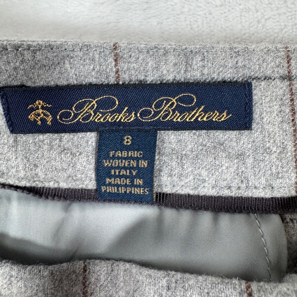 Brooks Brothers Womens 8 Trousers Grey Windowpane Wool Cashmere Wide Leg 42346 - Picture 4 of 12